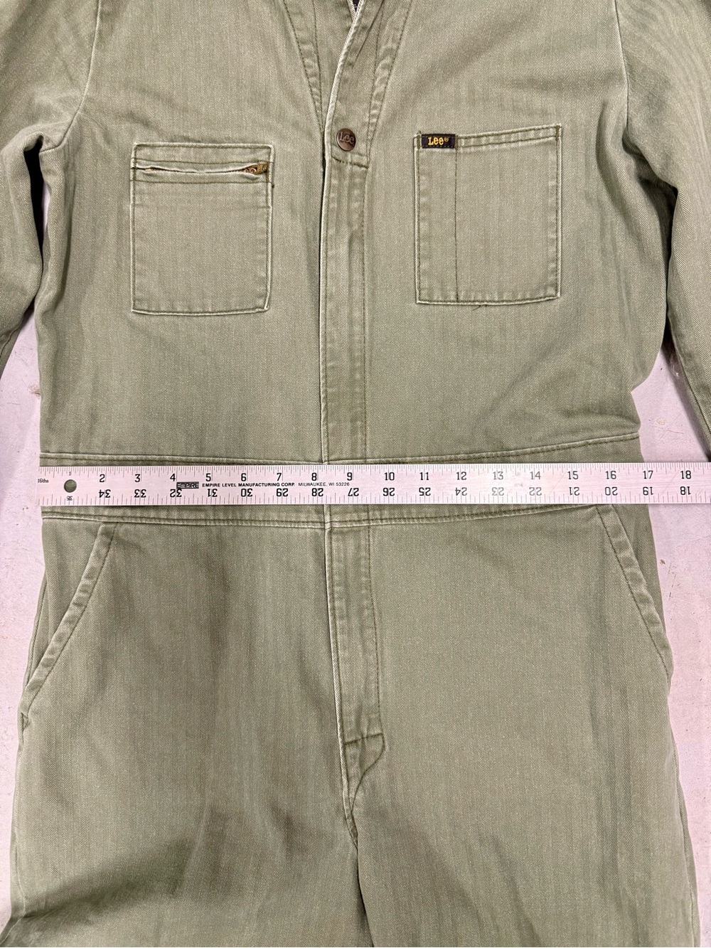 Lee Olive Green Union-Alls Utility Coveralls Jumpsuit Workwear Medium - Picture 3 of 9